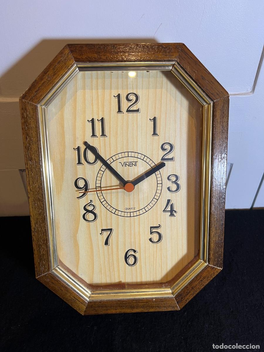 Vintage: Reloj pared vintage Vinent Quartz madera retro r&uacute;stico a&ntilde;os 80 90 decoraci&oacute;n cocina sal&oacute;n