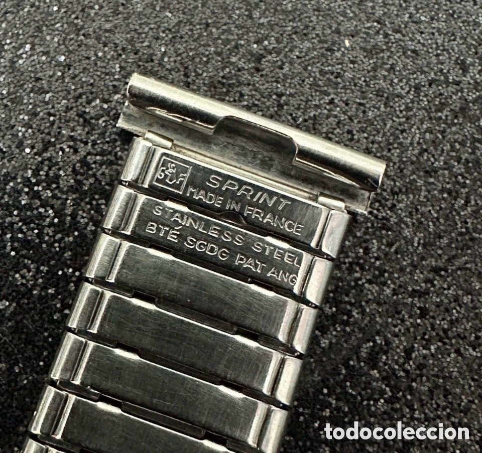 Vintage Uhren: Antiguo Brazalete SPRINT G-F Reloj De Pulsera 20mm ALL STAINLESS STEEL MADE IN FRANCE