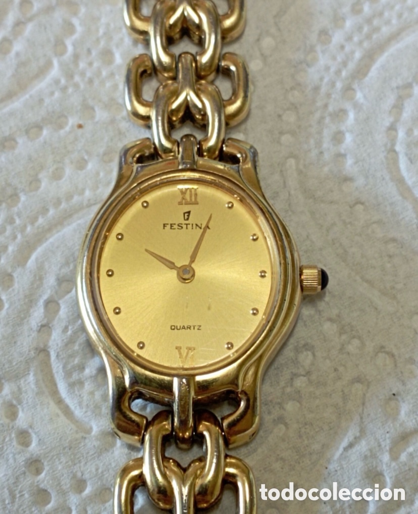 Vintage: RELOJ FESTINA CHAPADO WATER RESISTANT 22K GOLD SMIC ELECTRO PLATED 6434