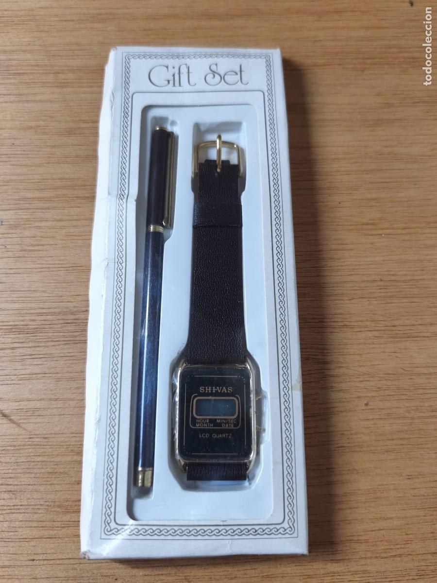 Vintage: Antiguo Set de Regalo Vintage: Reloj Digital LCD &rdquo;SHI-VAS&rdquo; y Bol&iacute;grafo a Juego - En su Caja Original