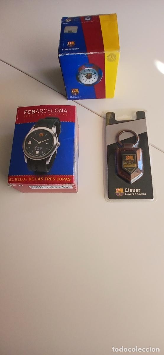 Vintage: Lote Oficial FC Barcelona: Reloj &rdquo;Tres Copas&rdquo; + Despertador + Llavero (Nuevos). Ver fotos!