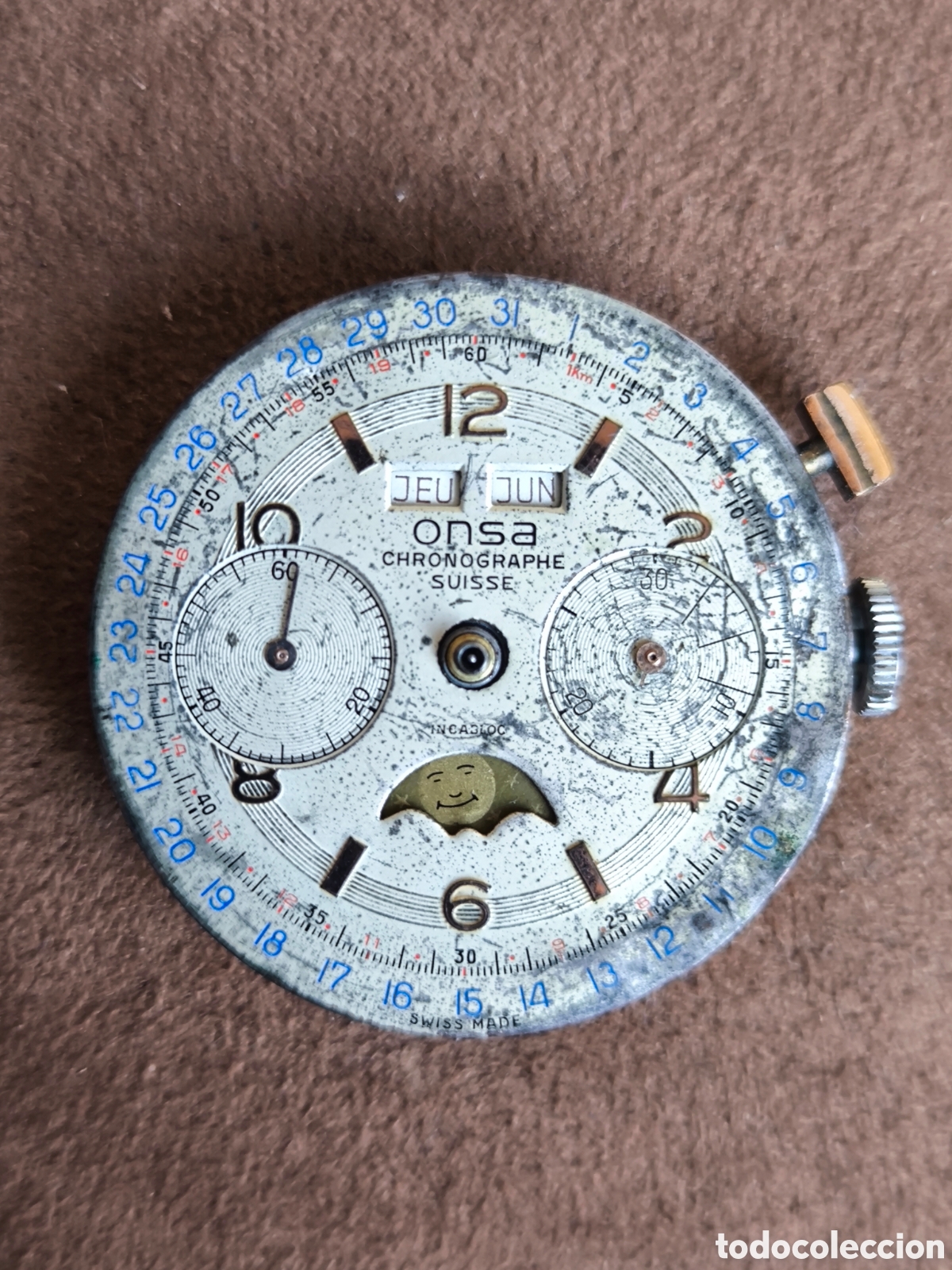 Vintage: Vintage Landeron 186 trabajando dial Onsa 32.5mm