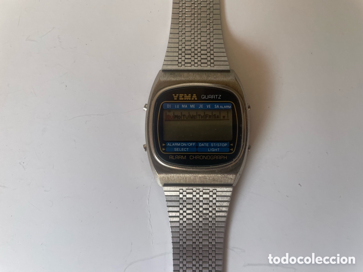 Vintage: Yema Quartz LCD Alarm Chronograph Acero A&ntilde;os 80 Armis Original Sin Probar