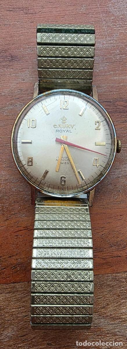 Vintage: Reloj Cauny Royal Vintage Suizo de Cuerda Manual 17 Rubis Antichoc con Correa Extensible Original
