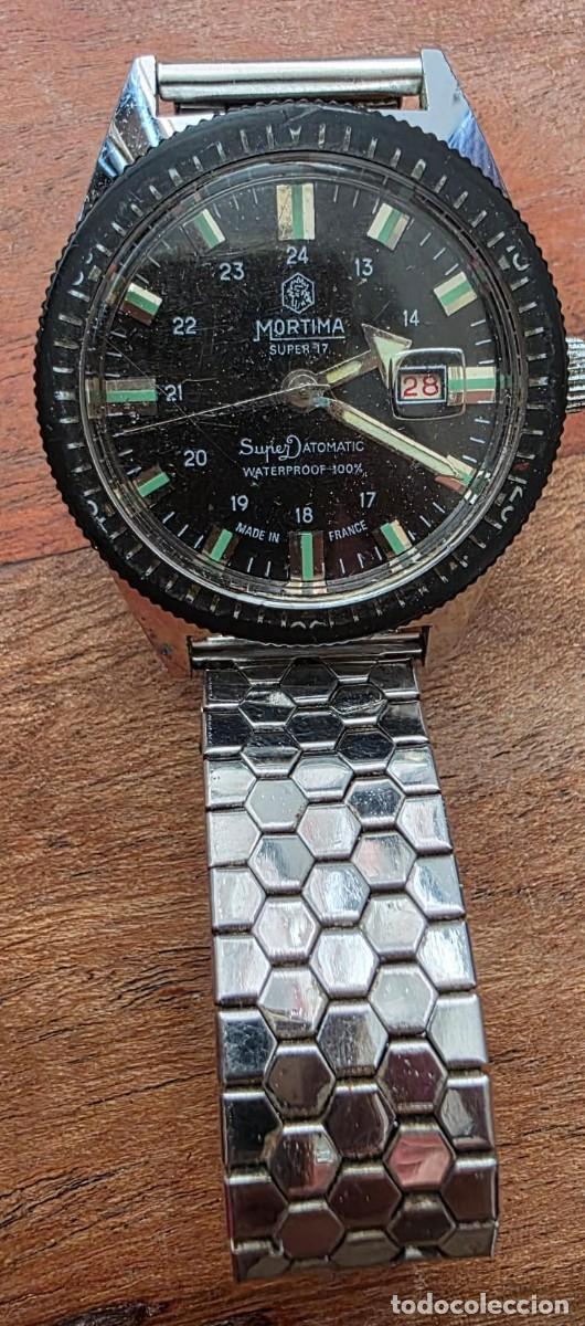 Vintage: Reloj Mortima Super 17 Autom&aacute;tico Vintage Franc&eacute;s con Calendario y Bisel Diver A&ntilde;os 70