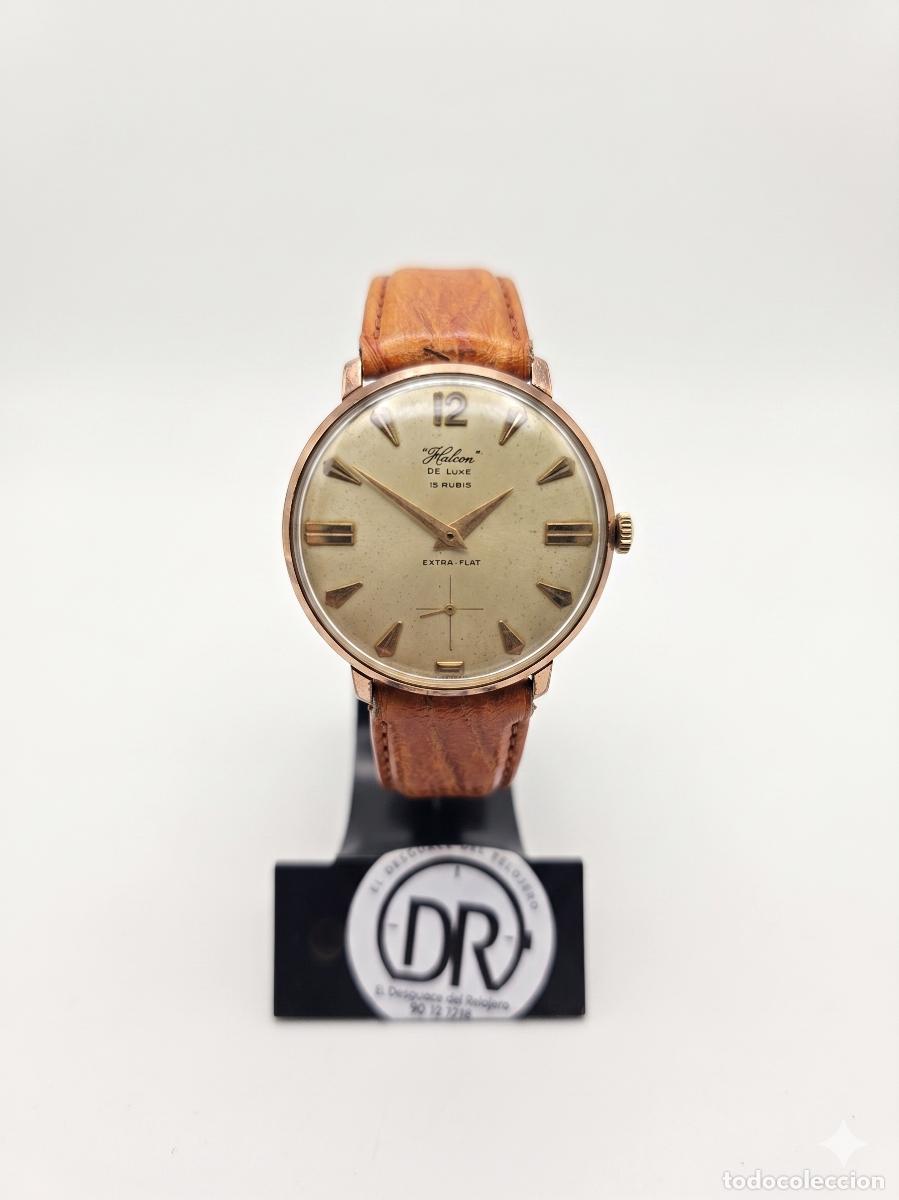Vintage: Reloj Vintage Halcon De Luxe Extra-Flat - 15 Rub&iacute;es