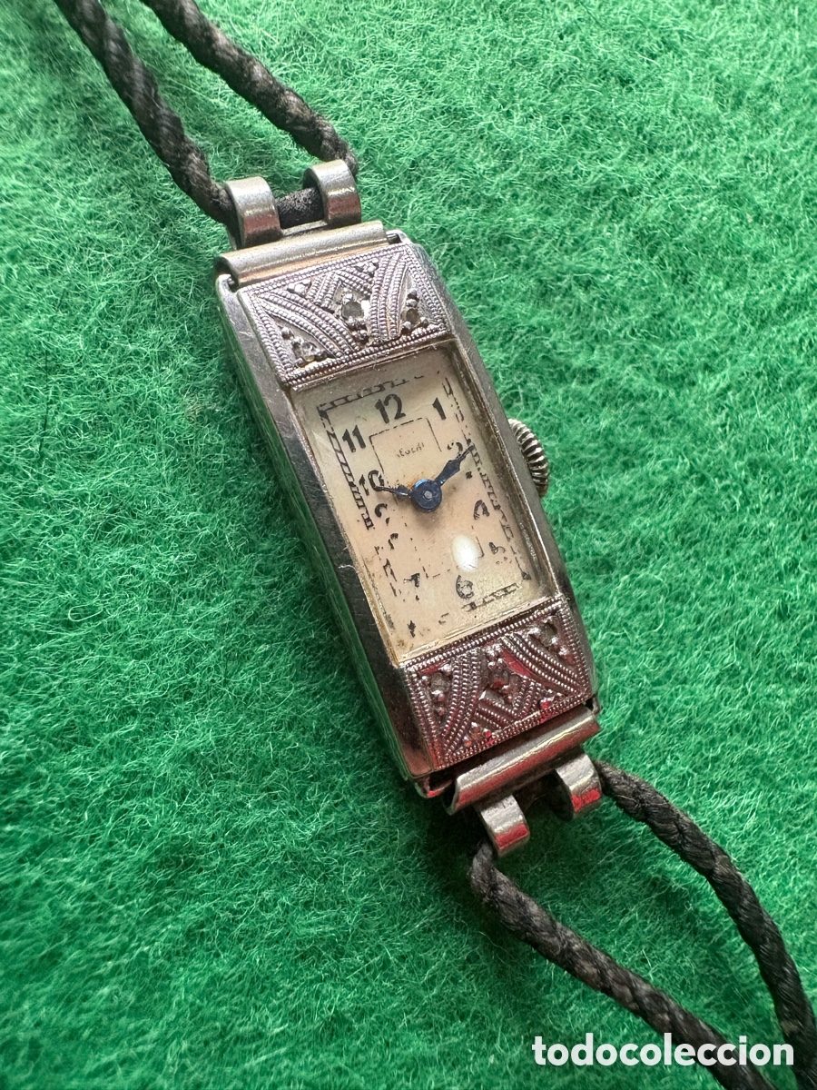 Vintage: Reloj joya Art Deco en oro blanco y diamantes talla antigua (A1)