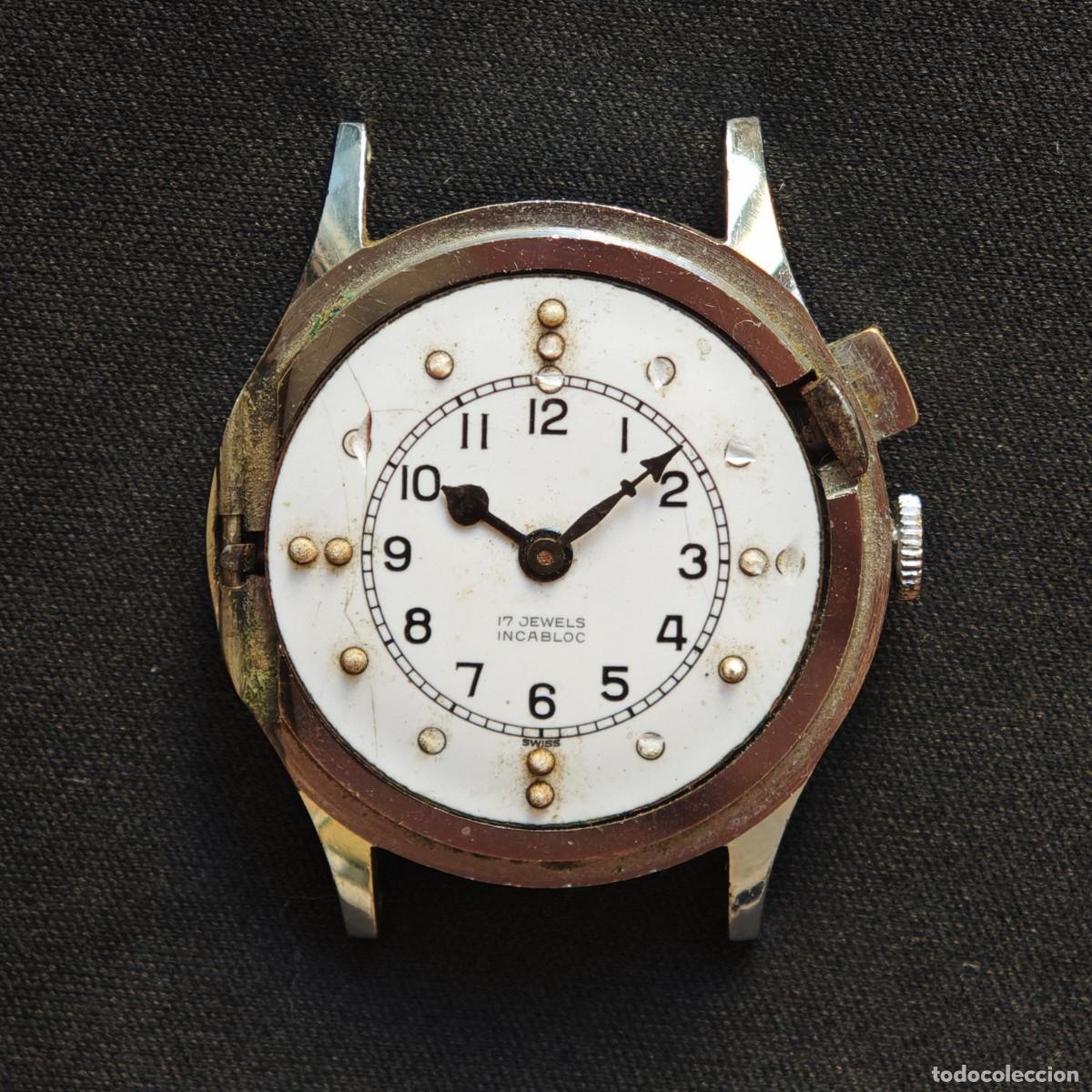 Vintage: Invidentes 33mm reloj vintage AS 1690/91 montre orologio blind watch swiss
