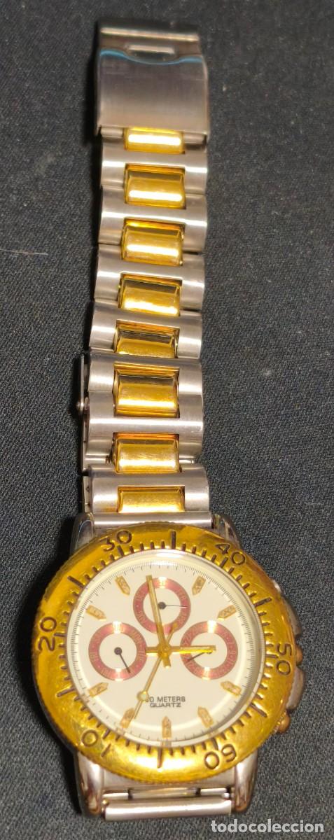 Vintage: Reloj cron&oacute;grafo con correa de eslabones bicolor (FUNSIONANDO)