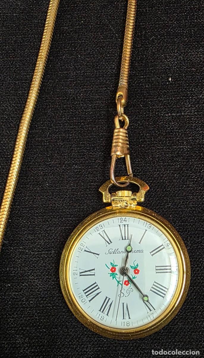 Vintage Watches: Reloj de Bolsillo Vintage Sultana Crema con Cadena Dorada de 42 cm &ndash; Estilo Cl&aacute;sico Retro