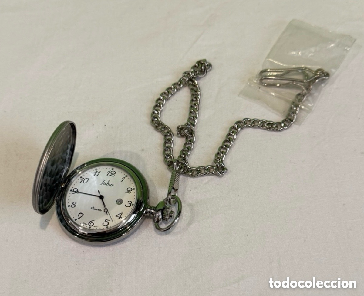 Vintage: Reloj de Bolsillo Jubar Quartz con Cadena Vintage Elegante.