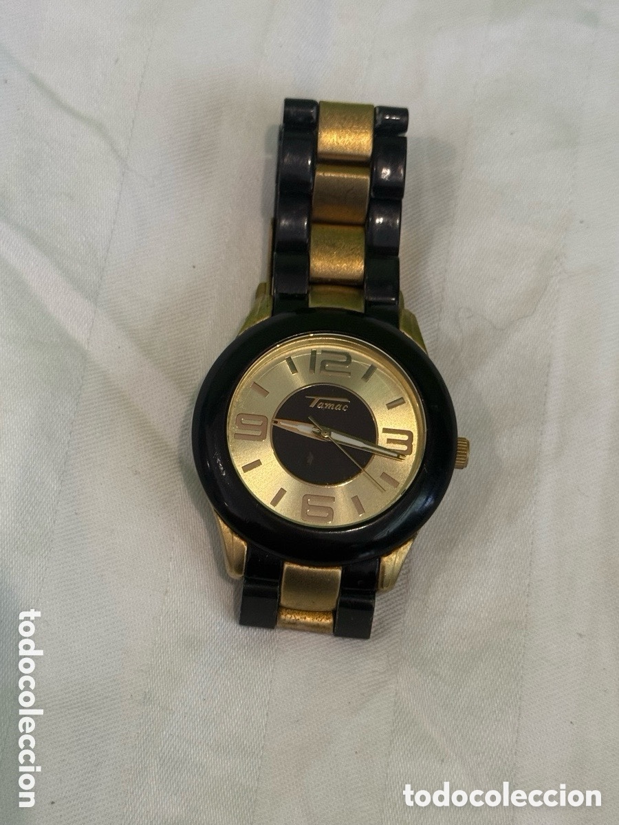 Vintage: Reloj Se&ntilde;ora Timeac Bicolor Negro y Dorado Funcionando
