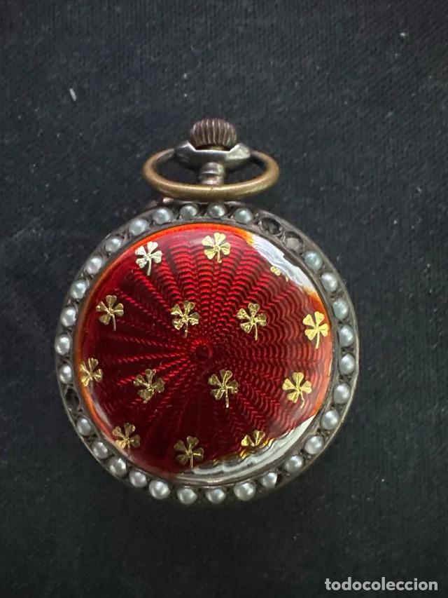 Vintage: Reloj de bolsillo antiguo esmaltado Funciona. - Foto 4