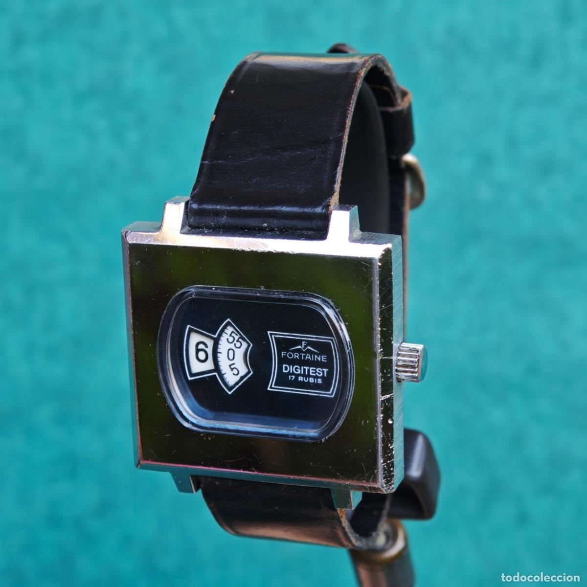 Vintage: FONTAINE Digitest Jumbo 37mm reloj cuerda horas saltantes vintage montre orologio jump watch Swiss