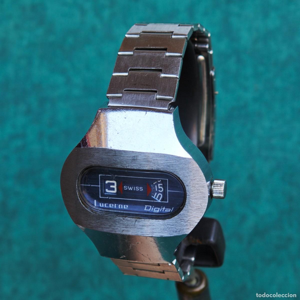 Vintage: LUCERNE Digital Jumbo 40mm reloj cuerda horas saltantes vintage montre orologio jump watch swiss