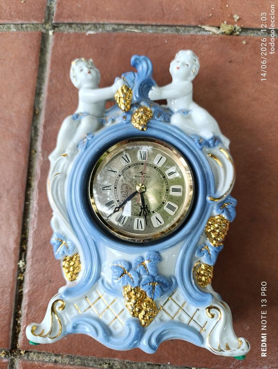 Vintage: Relog de sobremesa de porcelana marca Silicon Clock, Tokyo.