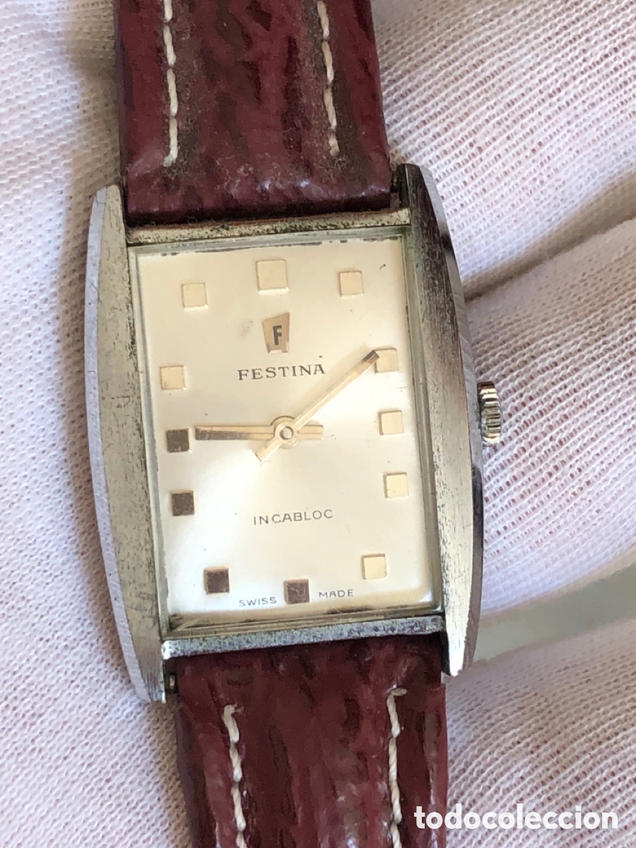 Vintage: Reloj festina de cuerda correa original