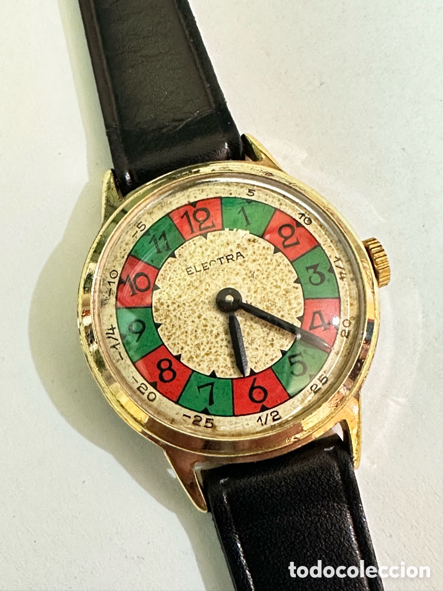 Vintage: Reloj Electra con esfera Ruleta vintage / Swiss Mec&aacute;nico de los a&ntilde;os 70,