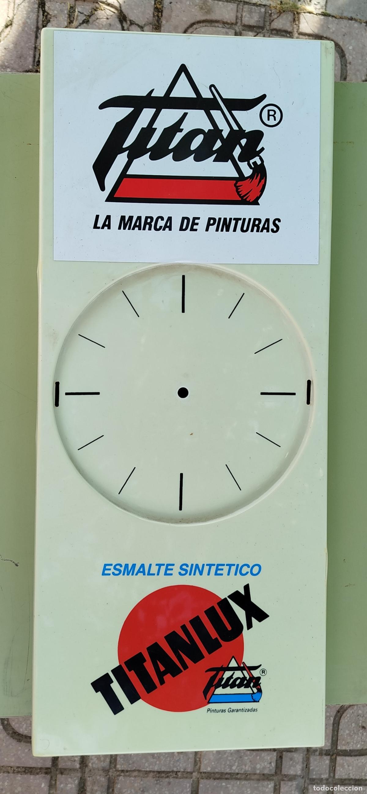 Vintage Uhren: RELOJ PARED PL&Aacute;STICO PUBLICIDAD TITAN TITANLUX PINTURAS