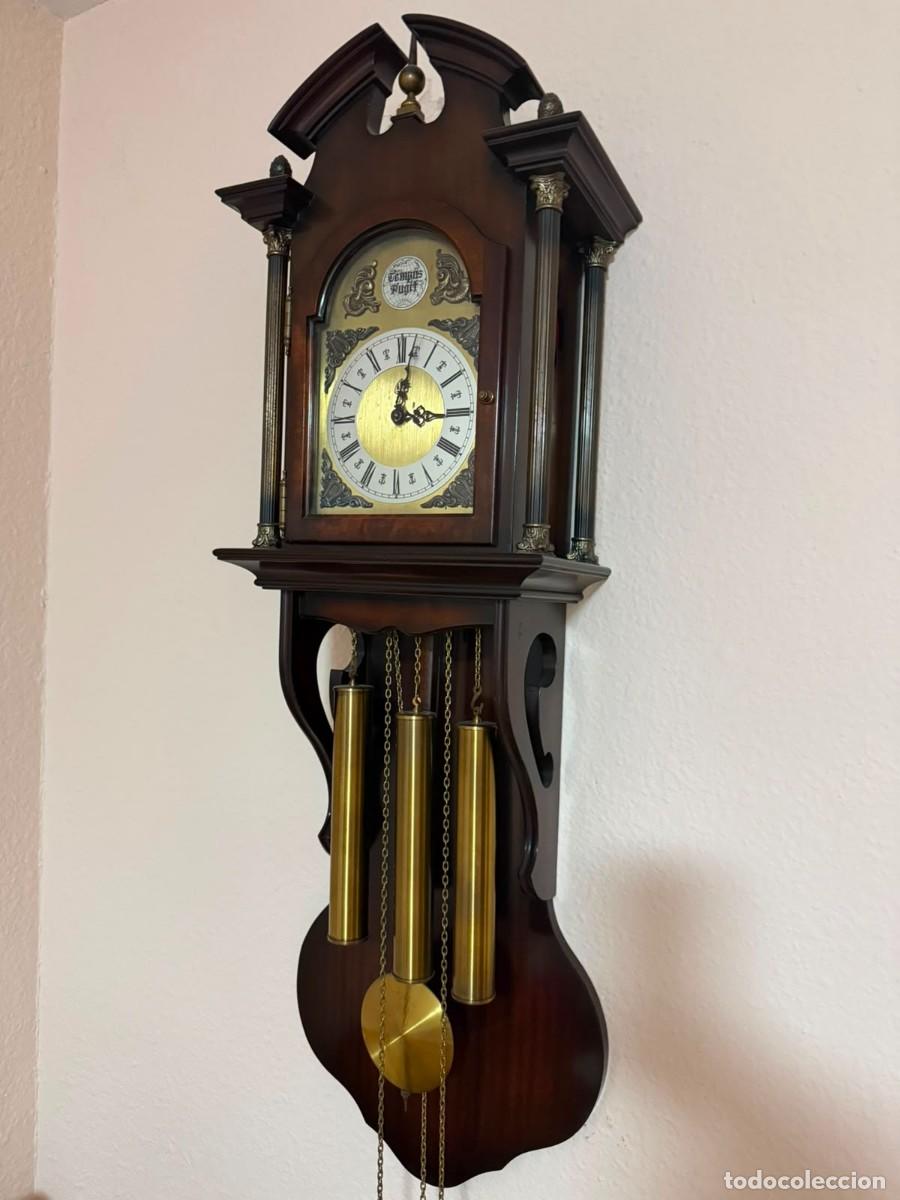 Vintage: Reloj de pared Carill&oacute;n de madera con p&eacute;ndulo y 3 pesos