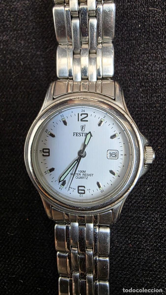 Vintage: Reloj Festina Quartz 100M Water Resist Acero Inoxidable con Calendario &ndash; Pulsera Original &ndash; Vintage