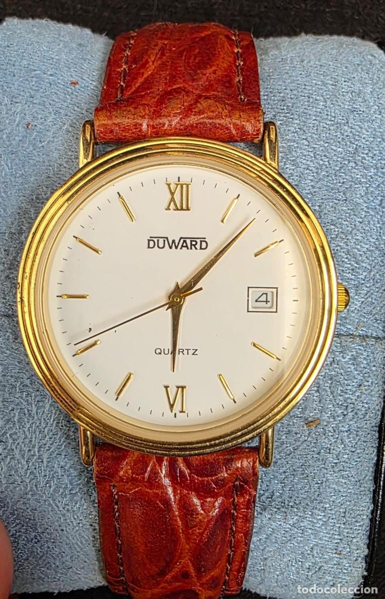 Vintage: Reloj Duward Quartz Vintage Caballero &ndash; Chapado en Oro &ndash; Calendario &ndash; Correa Marr&oacute;n &ndash; Caja 4 cm