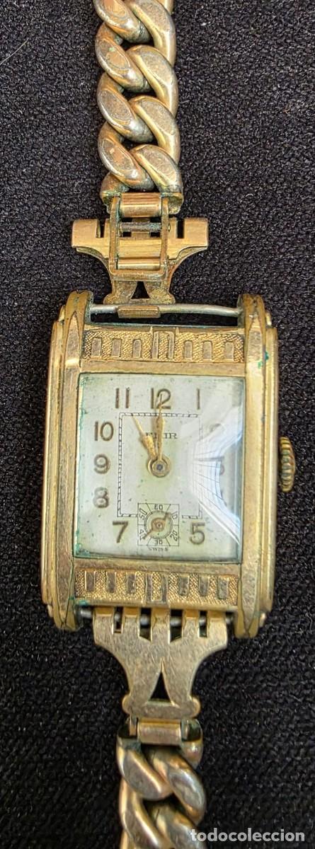 Vintage: Reloj Vintage MIR Art D&eacute;co de Pulsera &ndash; Mec&aacute;nico Swiss &ndash; Caja Rectangular Dorada &ndash; 17,5 cm