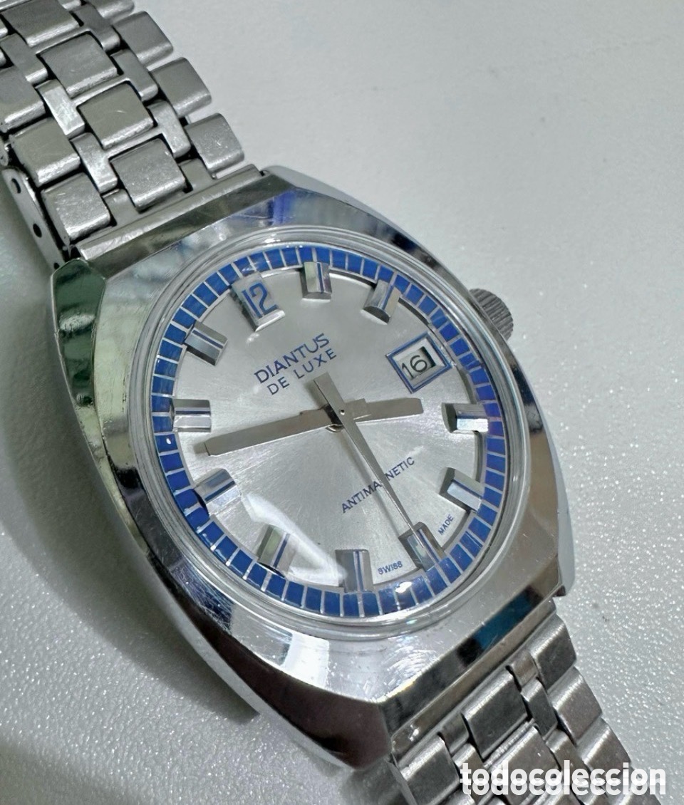 Vintage: Antiguo Reloj DIANTUS DE LUXE ANTIMAGNETIC Con D&iacute;a Swiss Vintage