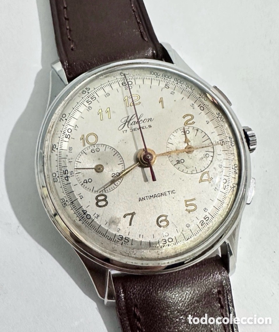 Vintage Watches: Raro HALCON Chronograph Acero Inoxidable Cal.188 venus Swiss Vintage