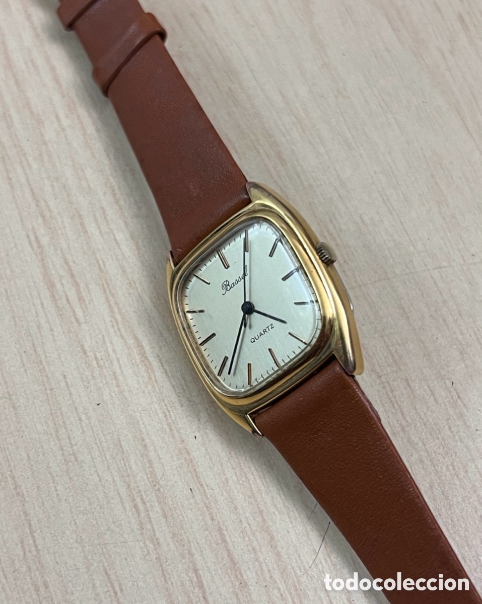 Vintage: ✅ reloj BASSEL Cuarzo chapado en oro suizo