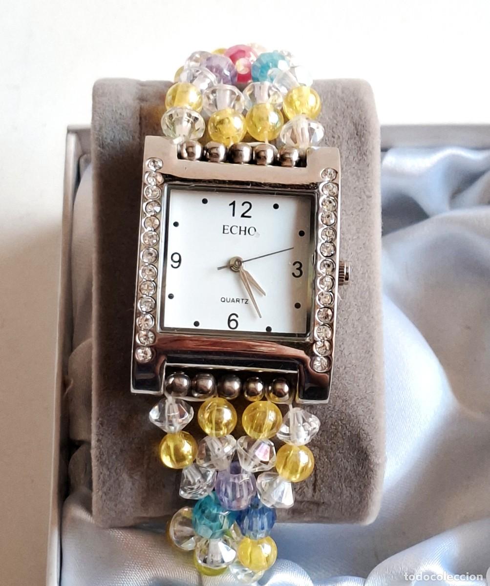 Vintage: RELOJ VINTAGE ECHO CON PEDRERIA Y PULSERA DE CUENTAS