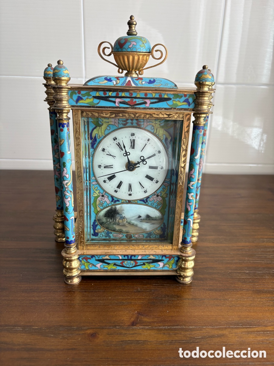 Vintage: Reloj de sobremesa en bronce dorado y esmalte cloisonn&eacute; &ndash; China &ndash; Cuarzo