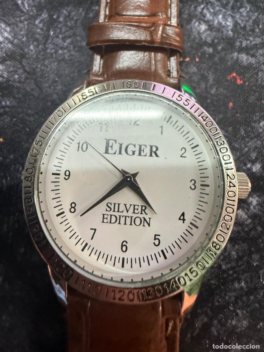 Vintage Watches: Reloj EIGER Silver Edition 40 mm &ndash; Bater&iacute;a Nueva &ndash; Correa Marr&oacute;n &ndash; Funcionando Perfectamente
