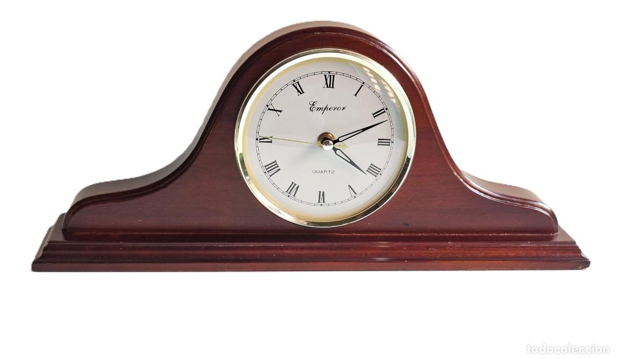 Vintage: RELOJ DE SOBREMESA ANTIGUO DE MADERA EMPEROR 43X18 CM. ESTILO NAPOLEON