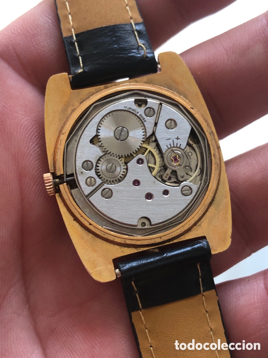 Vintage: Reloj de cuerda caja ba&ntilde;o de oro