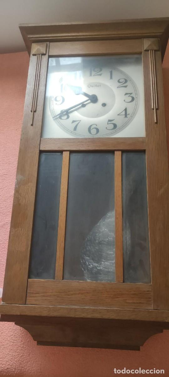 Vintage: reloj pared Quillet de madera Antiguo