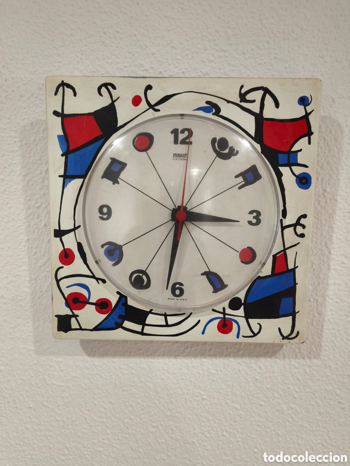 Vintage: RELOJ DE PARED MAXIM ELECTRONIC MADE IN SPAIN &ndash; CHAPA MET&Aacute;LICA ESMALTADA