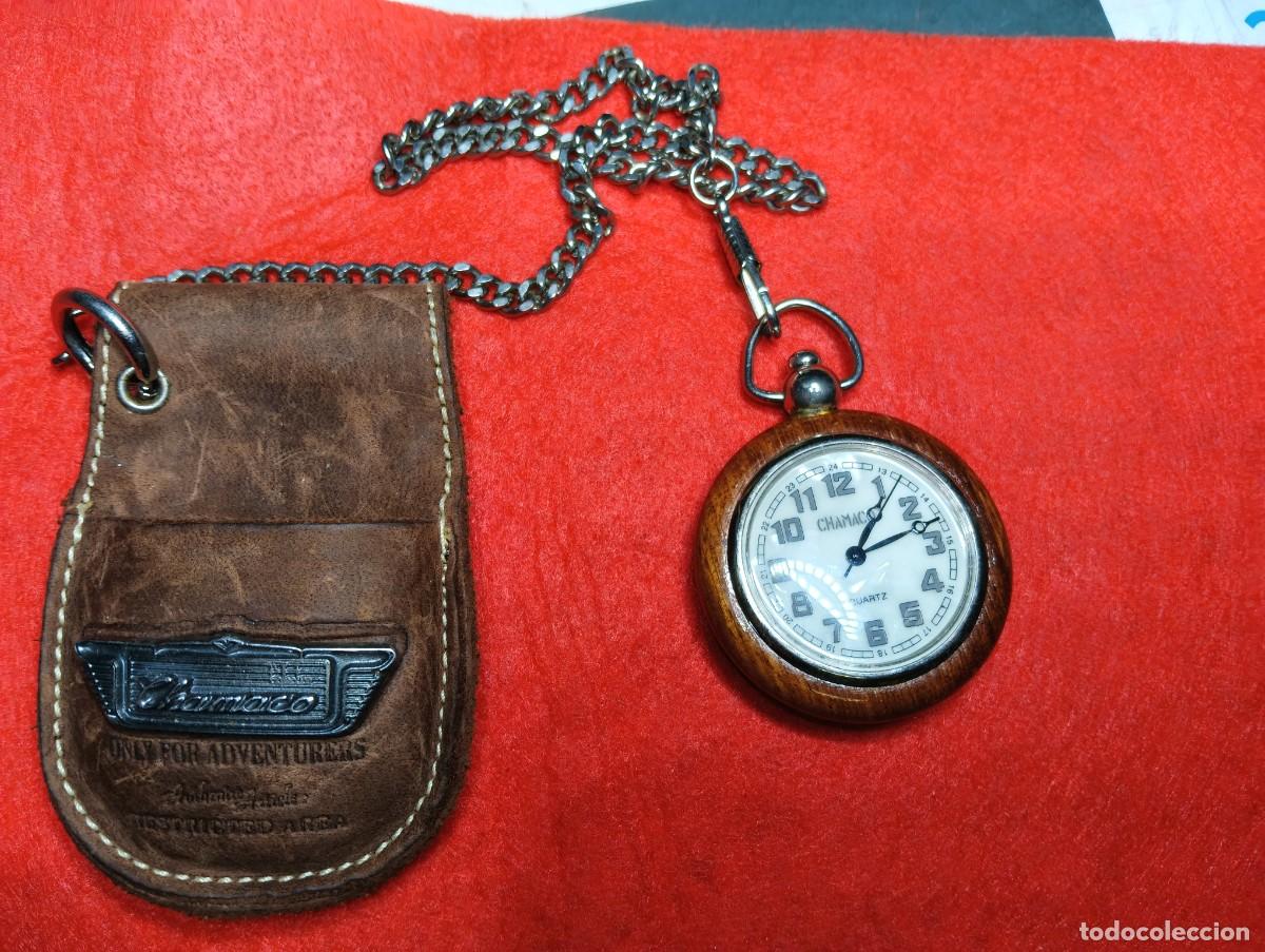 Vintage: BONITO RELOJ DE BOLSILLO CHAMACO CON FUNDA DE CUERO PARA CINTURON - FUNCIONA