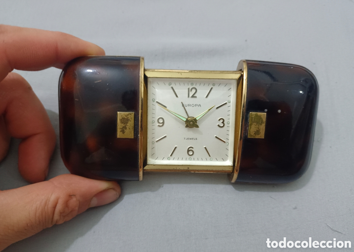 Vintage: Reloj Despertador Plegable Europa 7 Jewels Tipo Movado funcionando