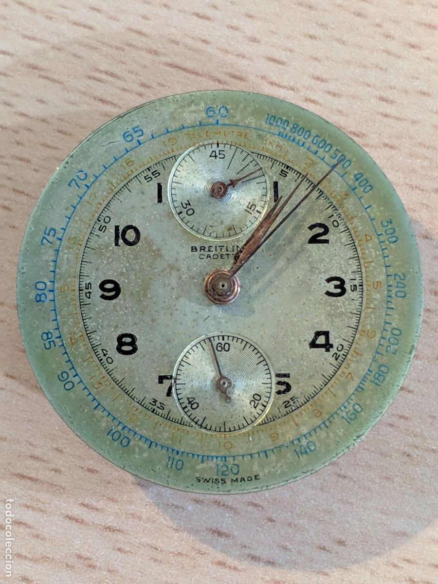 Vintage: Esfera original completa y mecanismo de cron&oacute;grafo mec&aacute;nico Breitling Cadette a&ntilde;os 40 / 50.