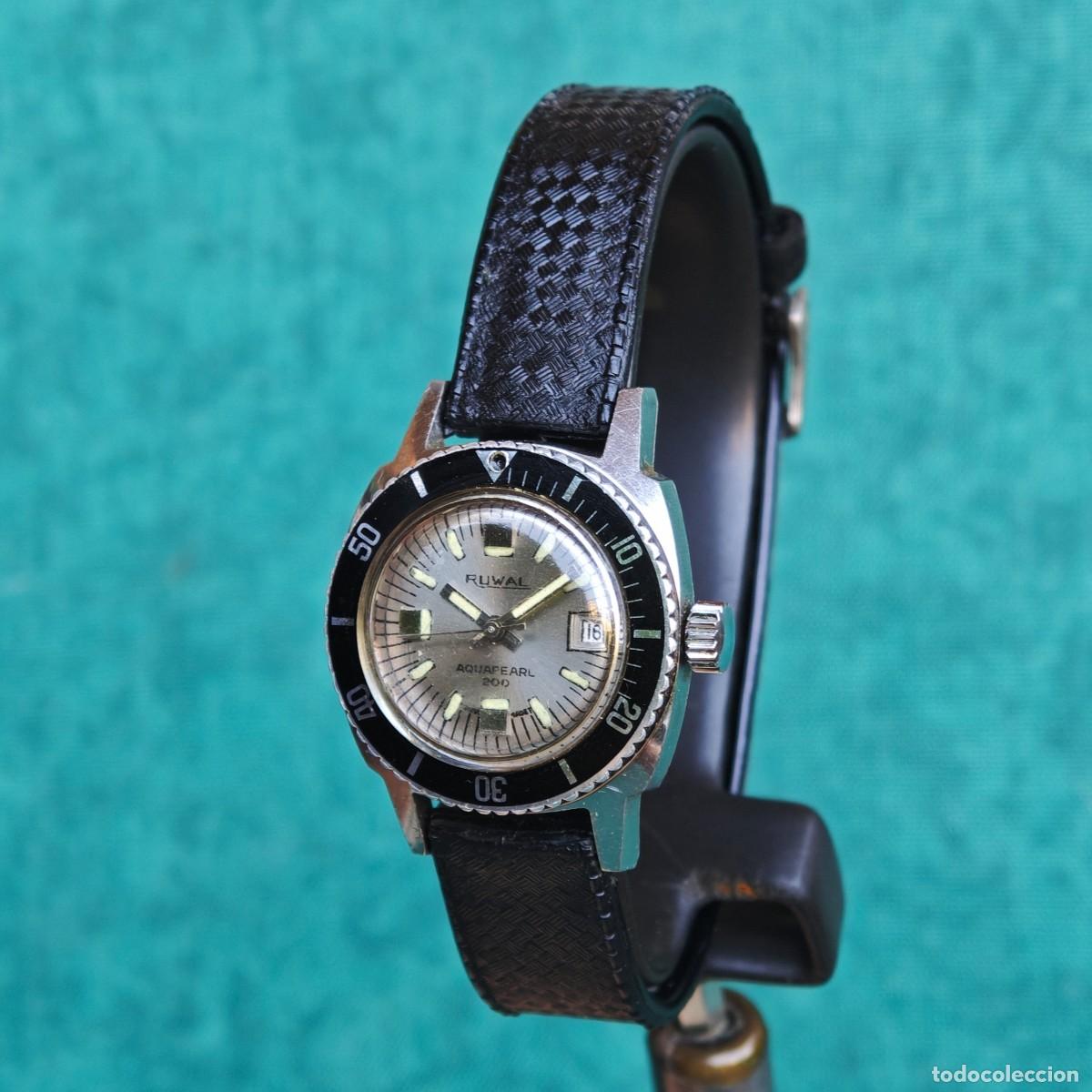 Vintage: RUWAL Aquapearl 200 diver reloj automatico vintage montre orologio lady watch swiss