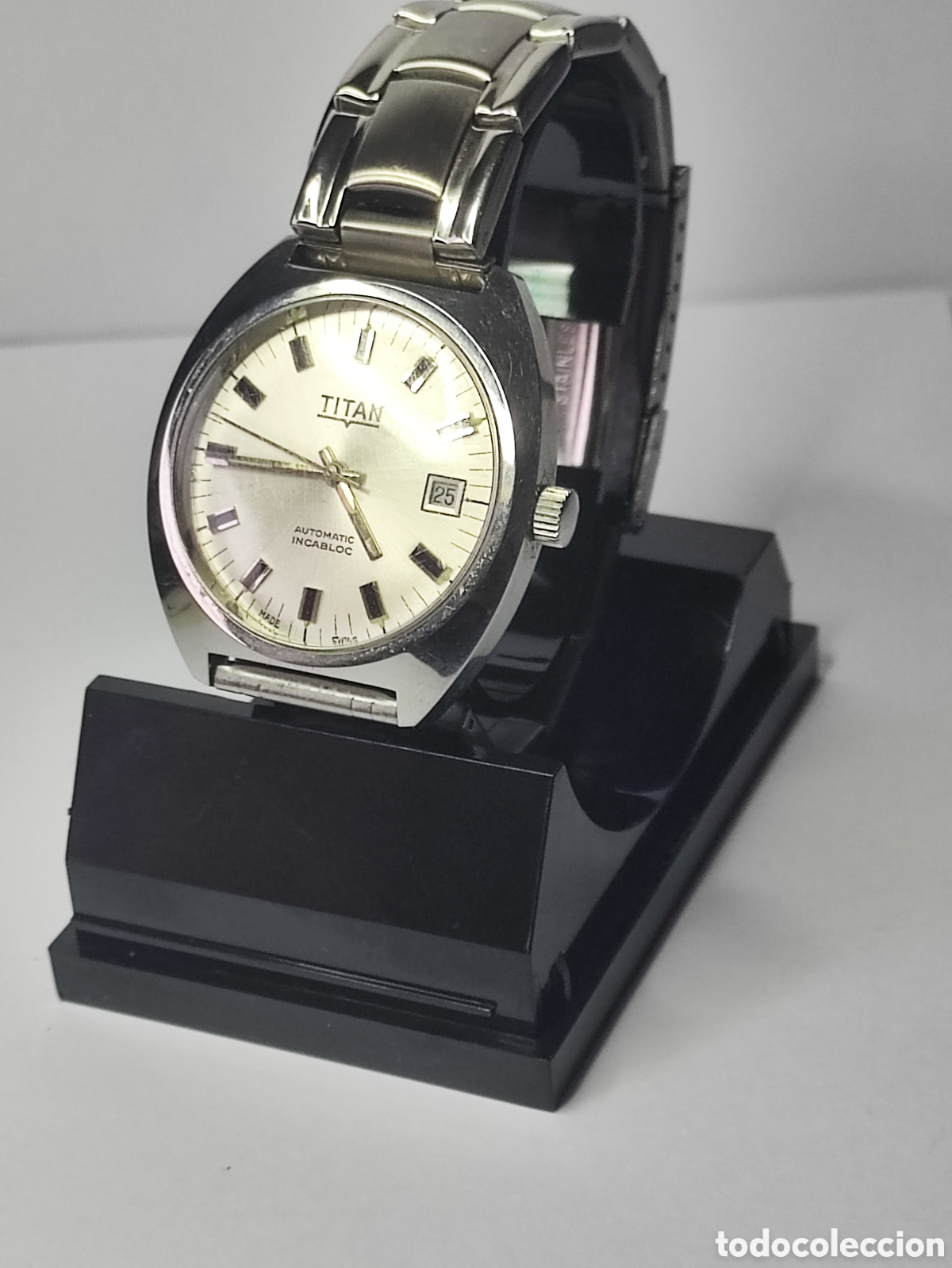 Vintage: Reloj Vintage Titan Automatic Cal. ETA 2783 Swiss Made &rdquo;Waterproof&rdquo; (c. 1969) + Funda