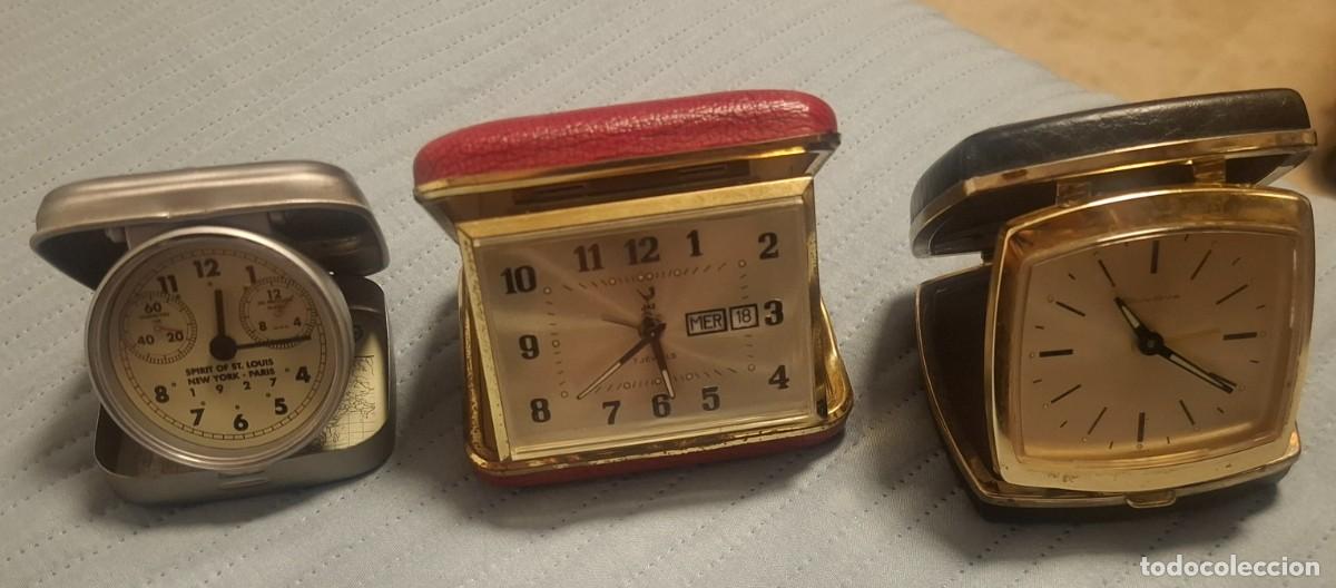 Vintage: Tres relojes despertadores plegables de viaje( 2 a&ntilde;os 60 y 1 estilo vintage) ver fotos