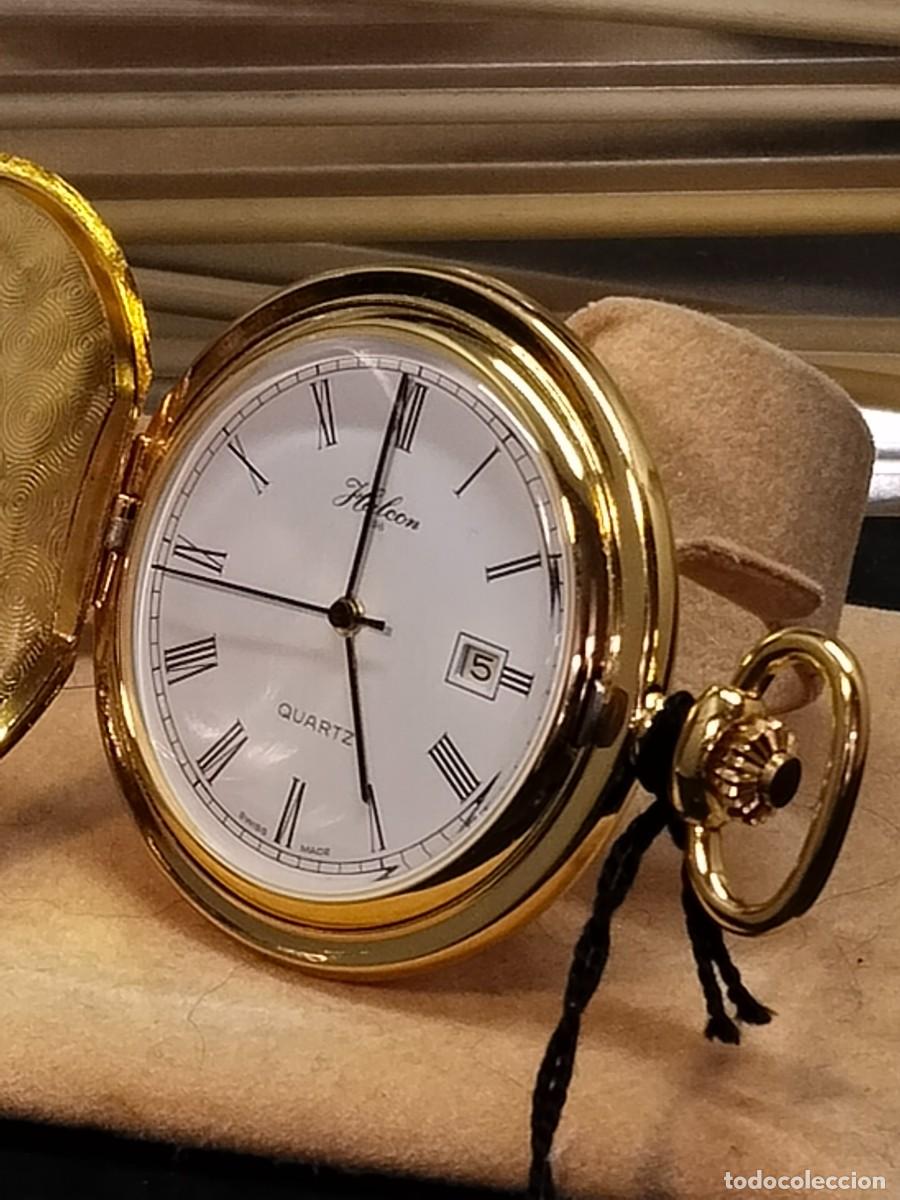Vintage: Reloj de Bolsillo Halc&oacute;n 1898 &ndash; Tipo Saboneta &ndash; Cuarzo Suizo (Calibre ETA)