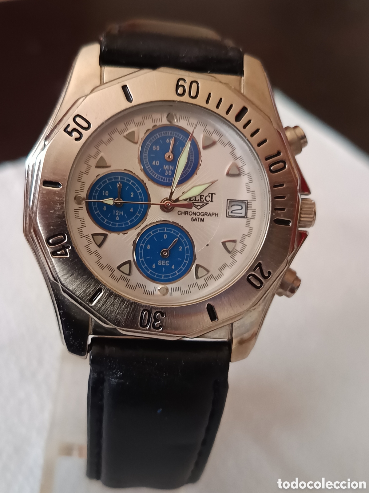 Vintage: Reloj SELECT CRON&Oacute;GRAFO CALENDARIO 5 ESFERAS MUY NUEVO FUNCIONA