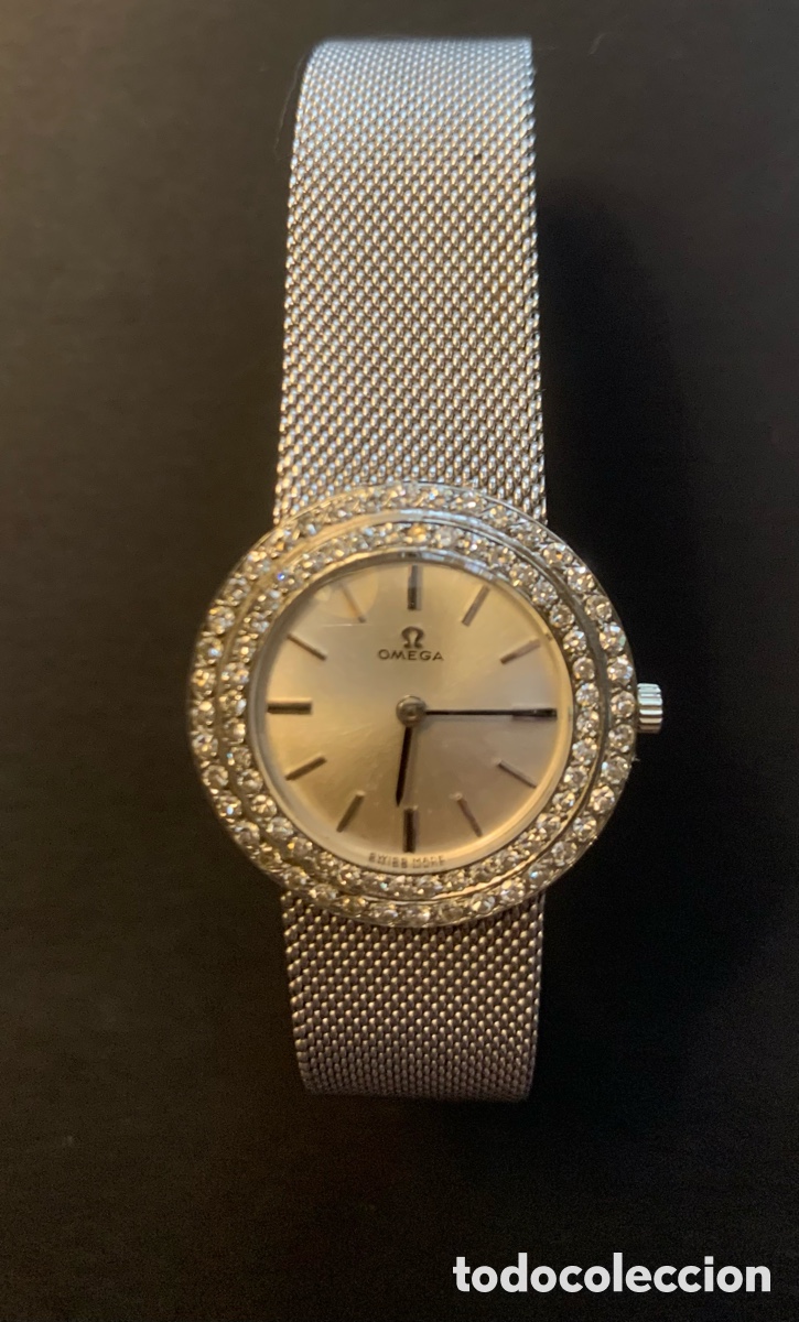 Vintage: Reloj Omega Oro blanco bisel diamantes.