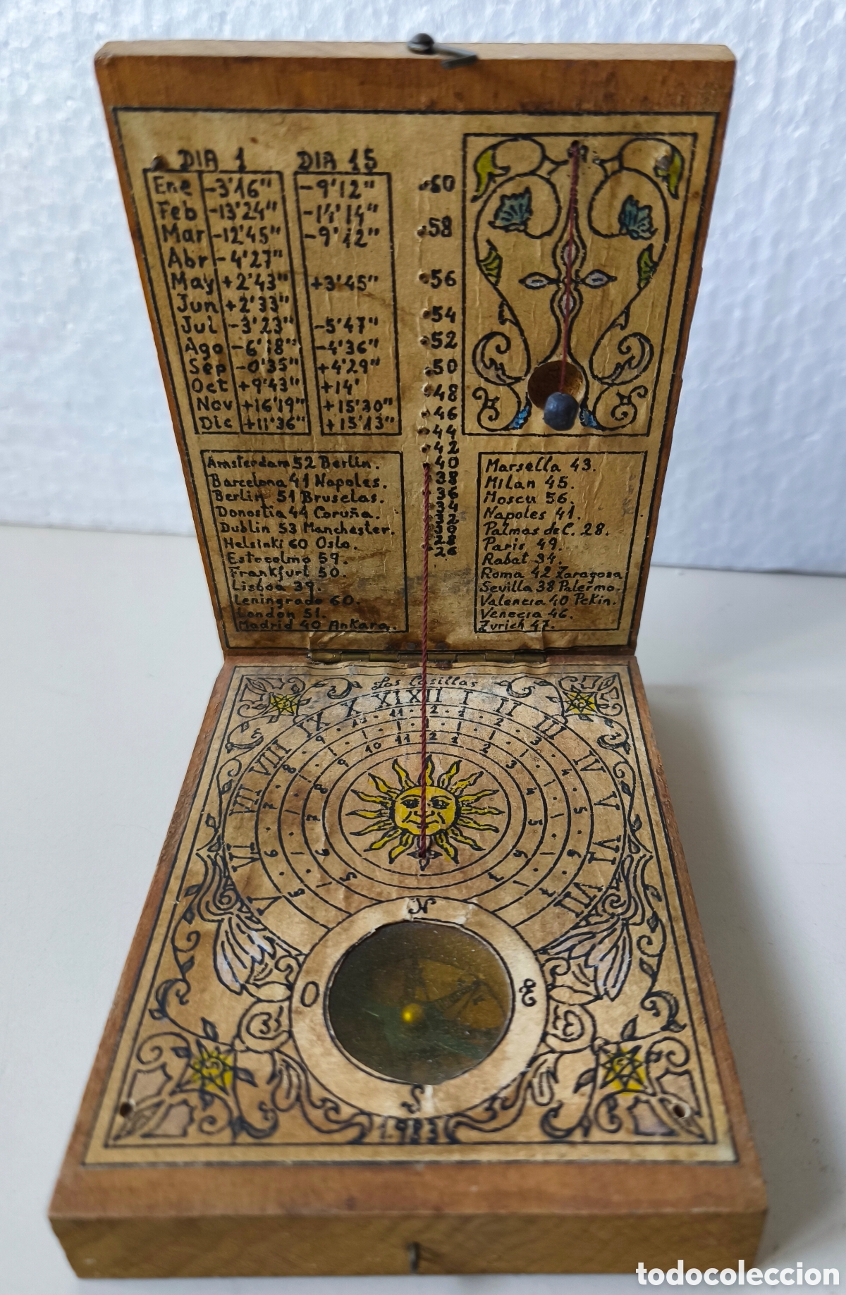 Vintage: Reloj de sol con Br&uacute;jula de madera - Foto 2