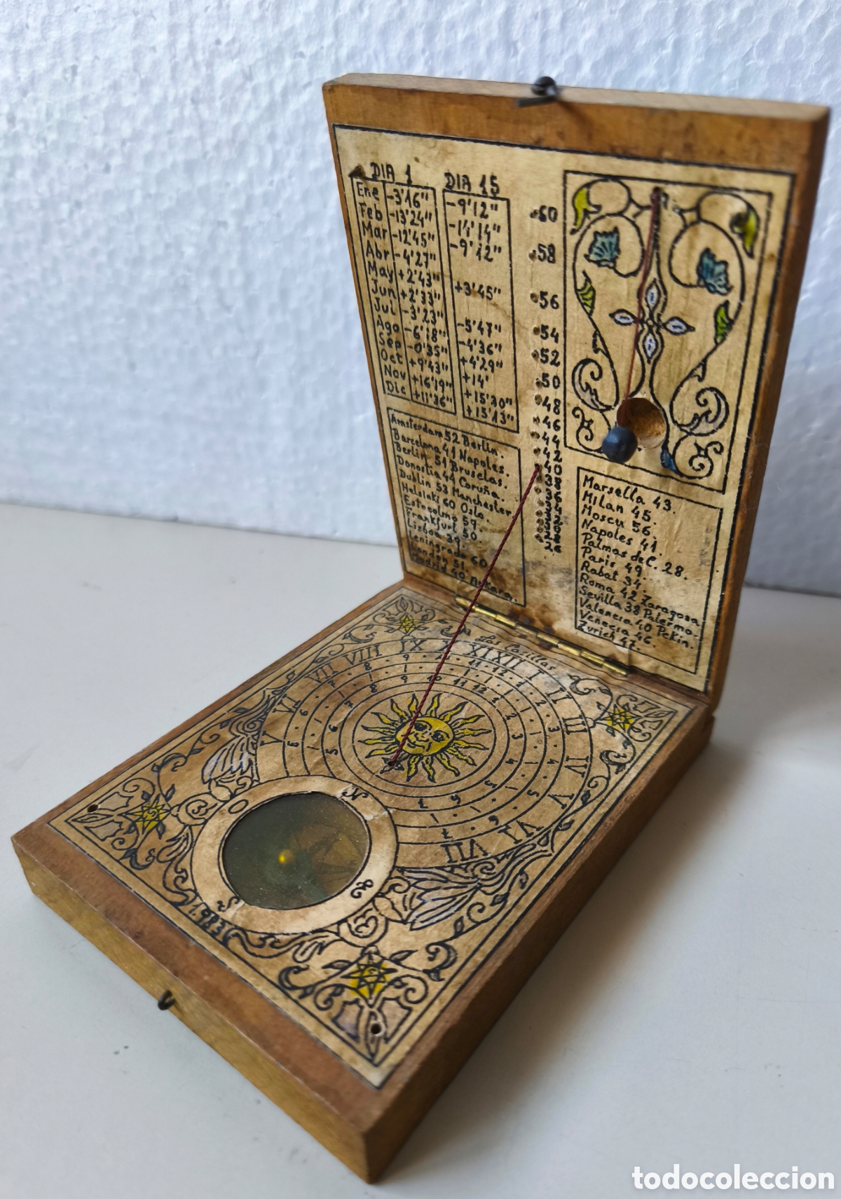 Vintage: Reloj de sol con Br&uacute;jula de madera - Foto 3