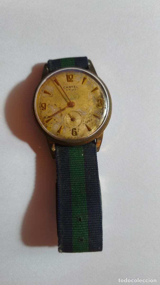 Vintage: Reloj Vintage Suizo CARTEL 15 Rubis Cuerda Manual A&ntilde;os 40&ndash;50 &ndash; Original