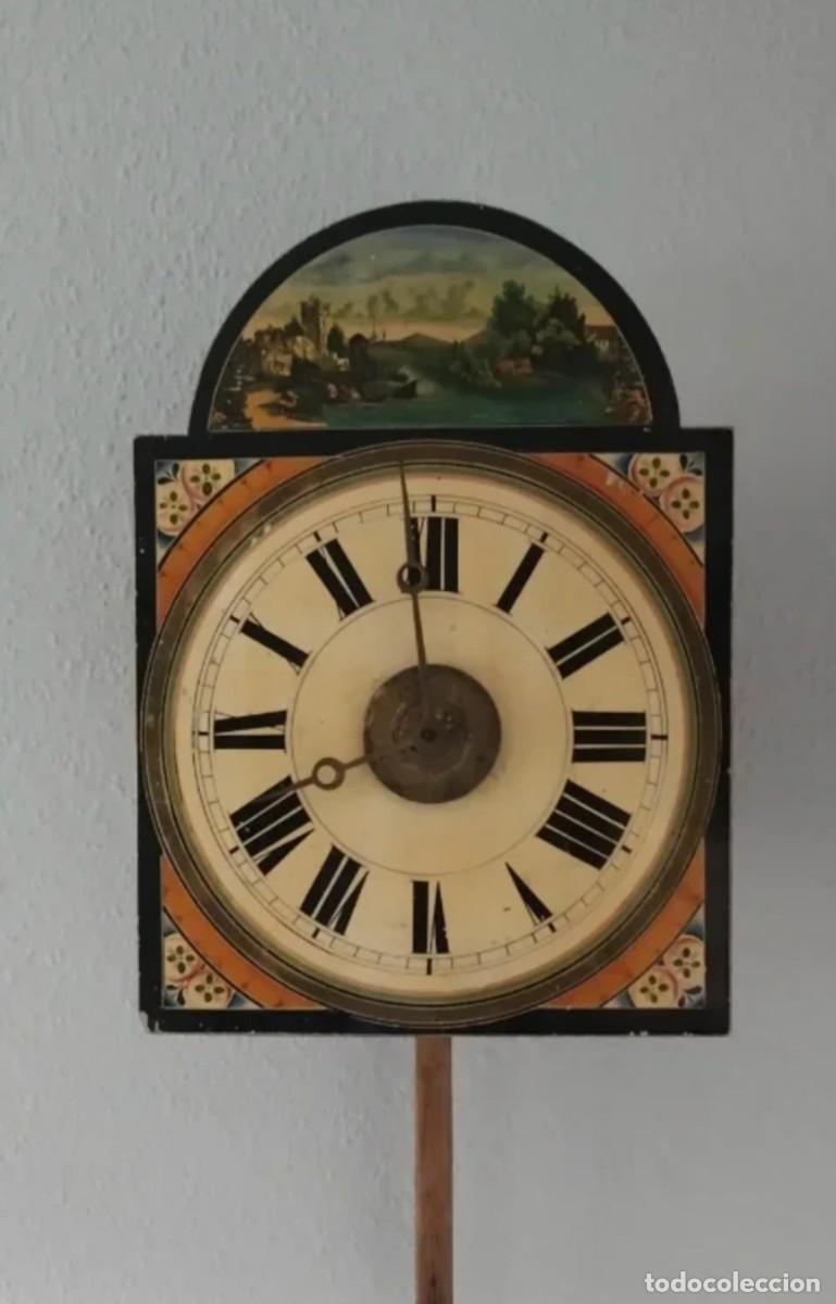 Vintage: Reloj de pared a&ntilde;o 1840 pintado a mano